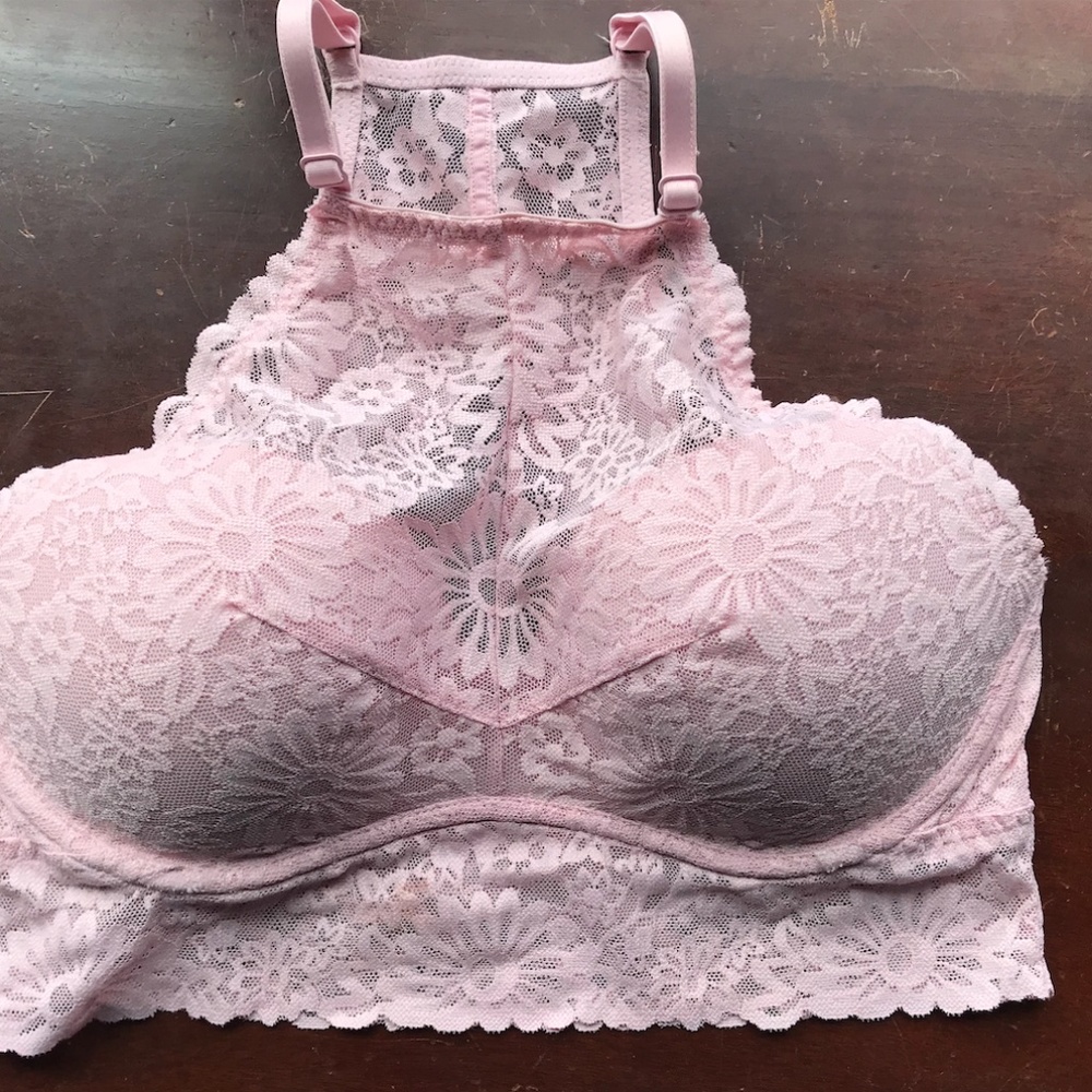 VS PINK High Neck Lace Push-Up Bralette